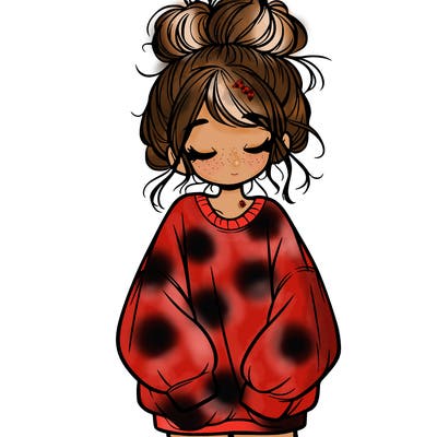 girl with baggy sweatshirt and messy bun