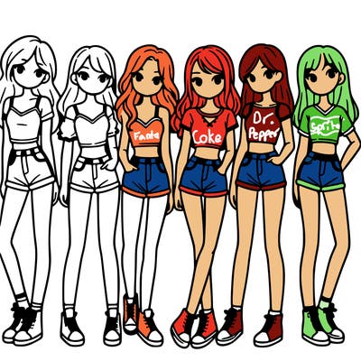 a group of girls wearing crop tops and shorts
