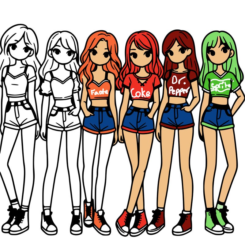 a group of girls wearing crop tops and shorts