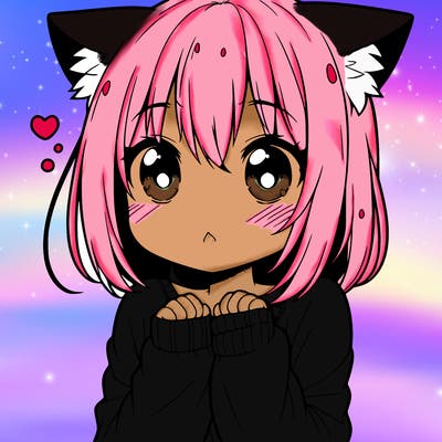 shy anime catgirl