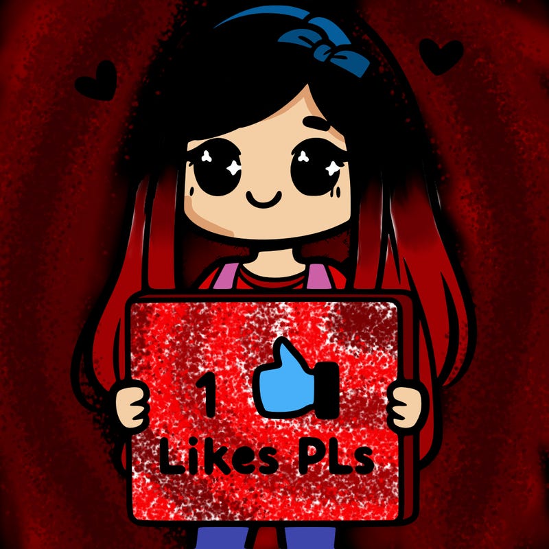 girl holding a sign saying 10 likes pls