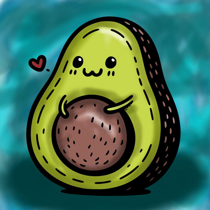 an avocado hugging an avocado