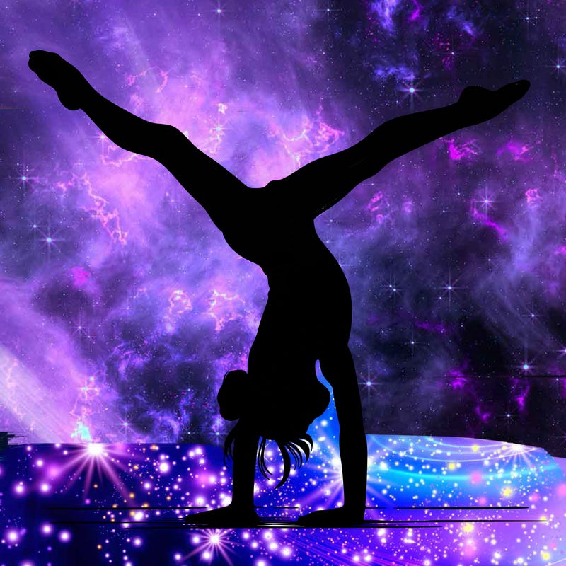 realistic gymnastic hand stand girl in four splits