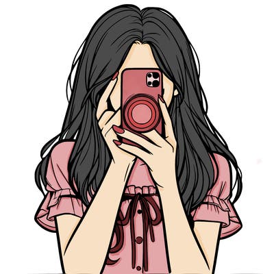 a realistic girl holding her phone taking pictures