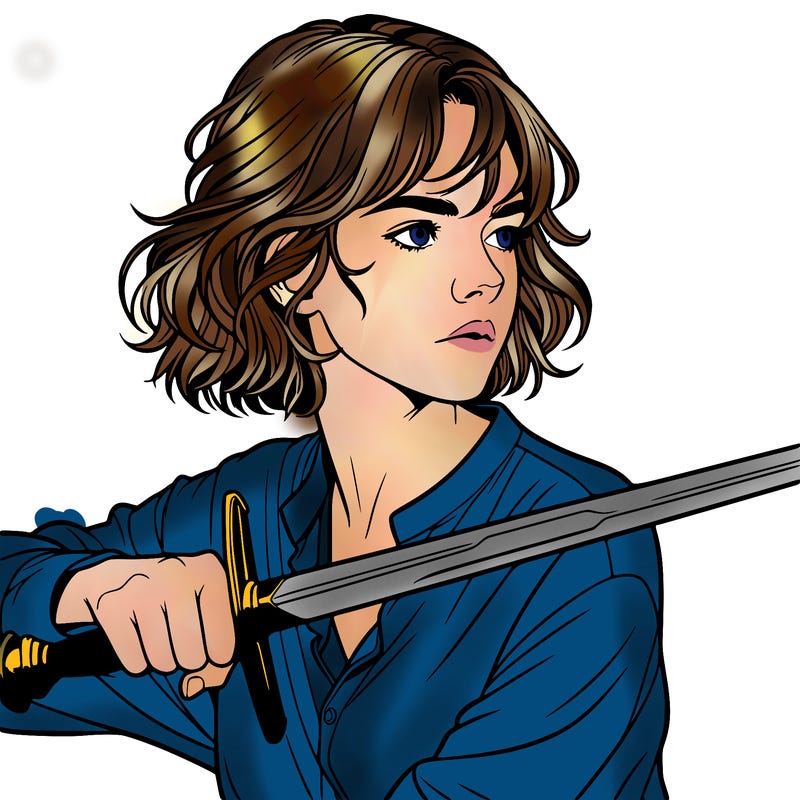 realistic girl with a sword