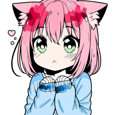 shy anime catgirl