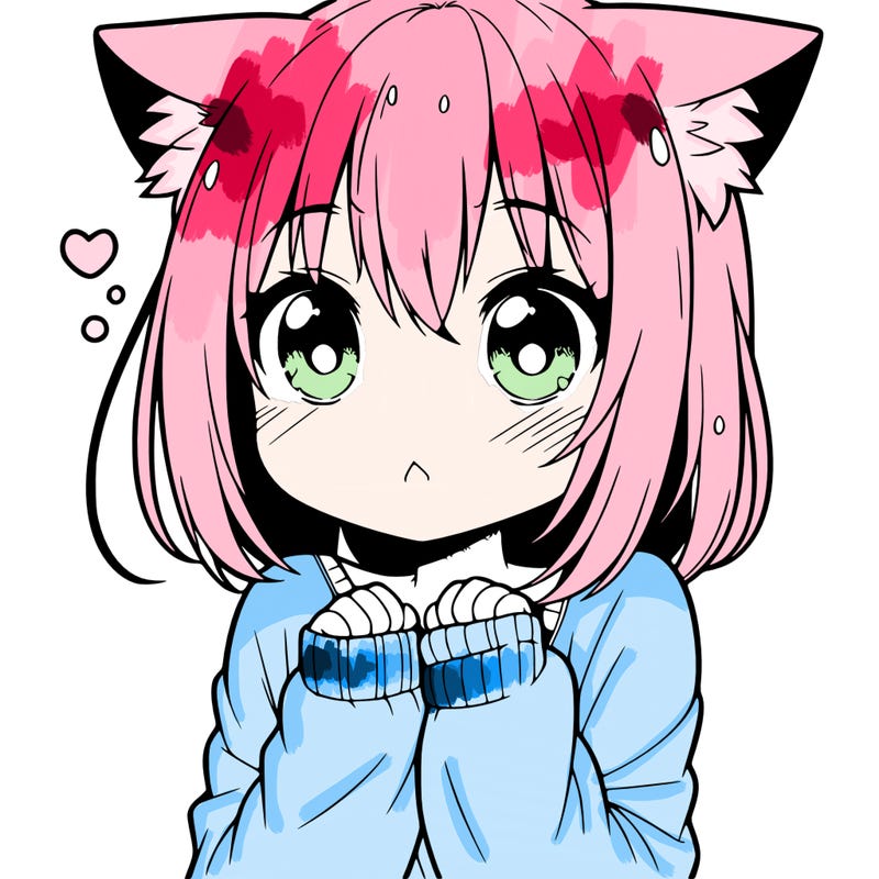 shy anime catgirl