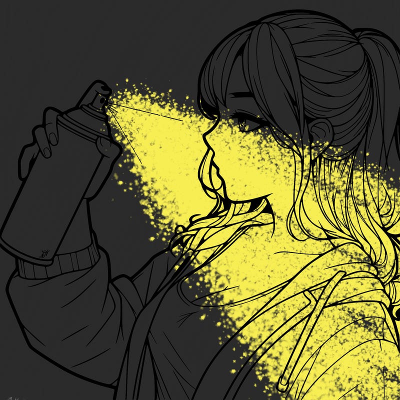 a realistic girl spray, painting