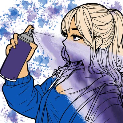 a realistic girl spray, painting