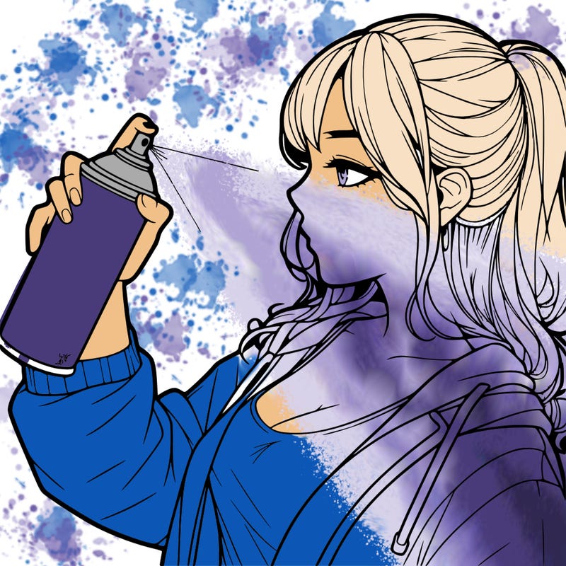 a realistic girl spray, painting