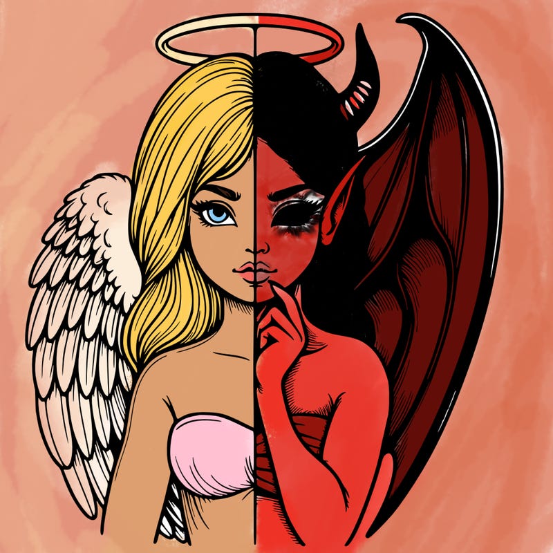 realistic angel half demon