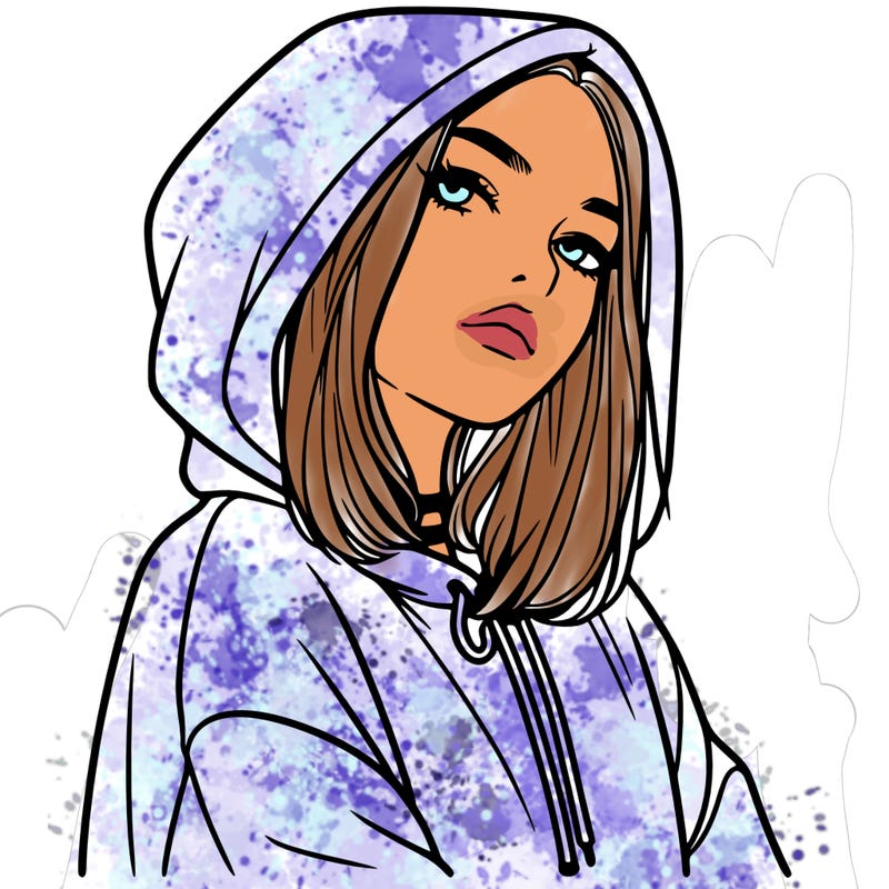 a realistic girl in a hoodie