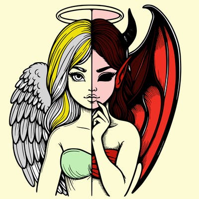 realistic angel half demon