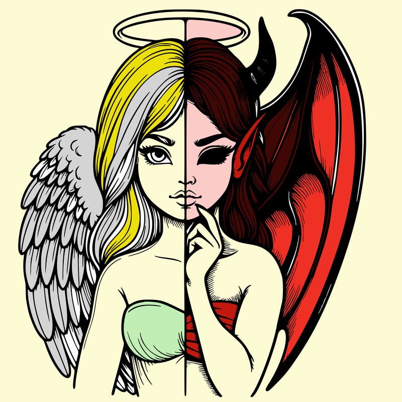 realistic angel half demon