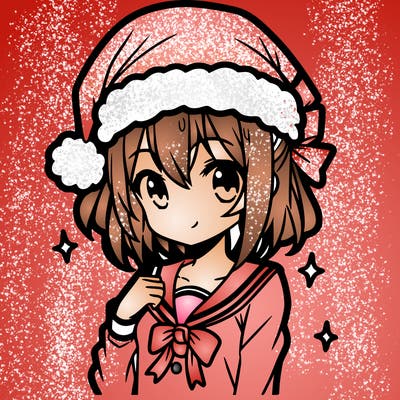 anime girl wearing a santa hat