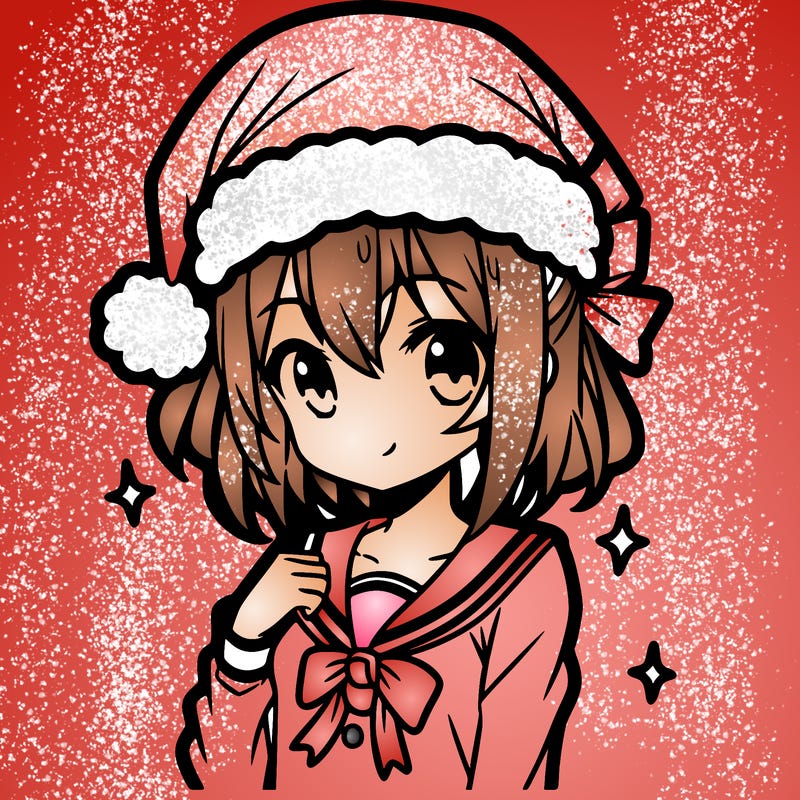 anime girl wearing a santa hat