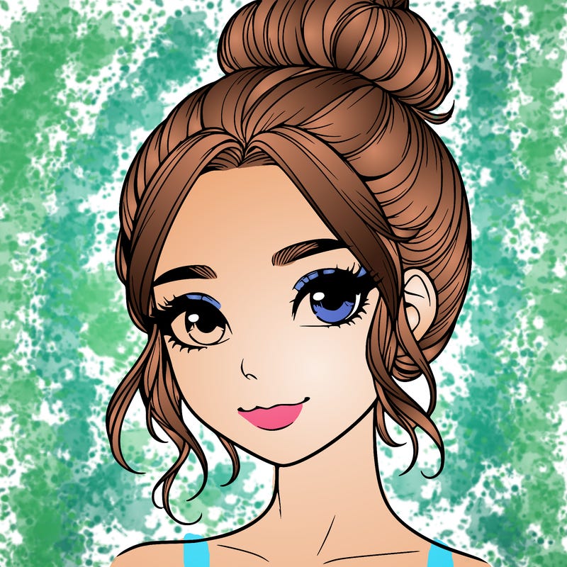 realistic pretty girl with hair in bun