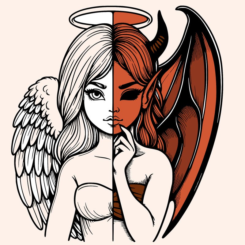 realistic angel half demon