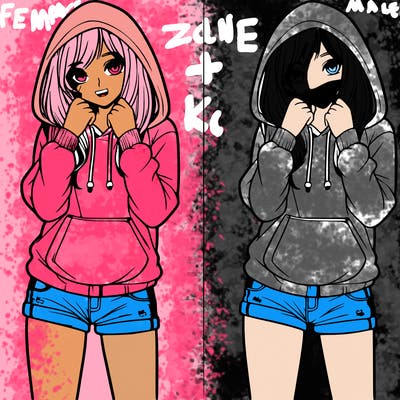 realistic girl in shorts and hoodie