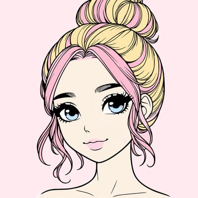 realistic pretty girl with hair in bun