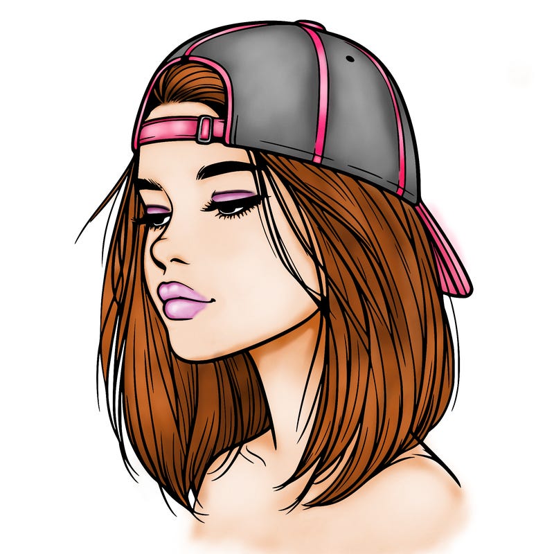 realistic  girl with a backwards hat