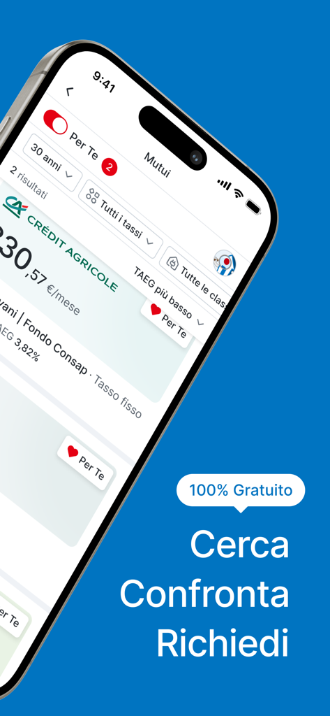 A mobile phone displaying the Immobiliare.it Mutui app mortgage comparison results