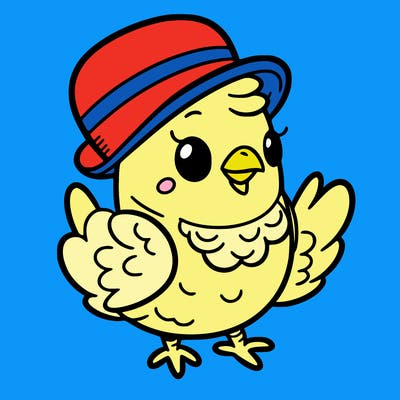 chicken with a cute hat