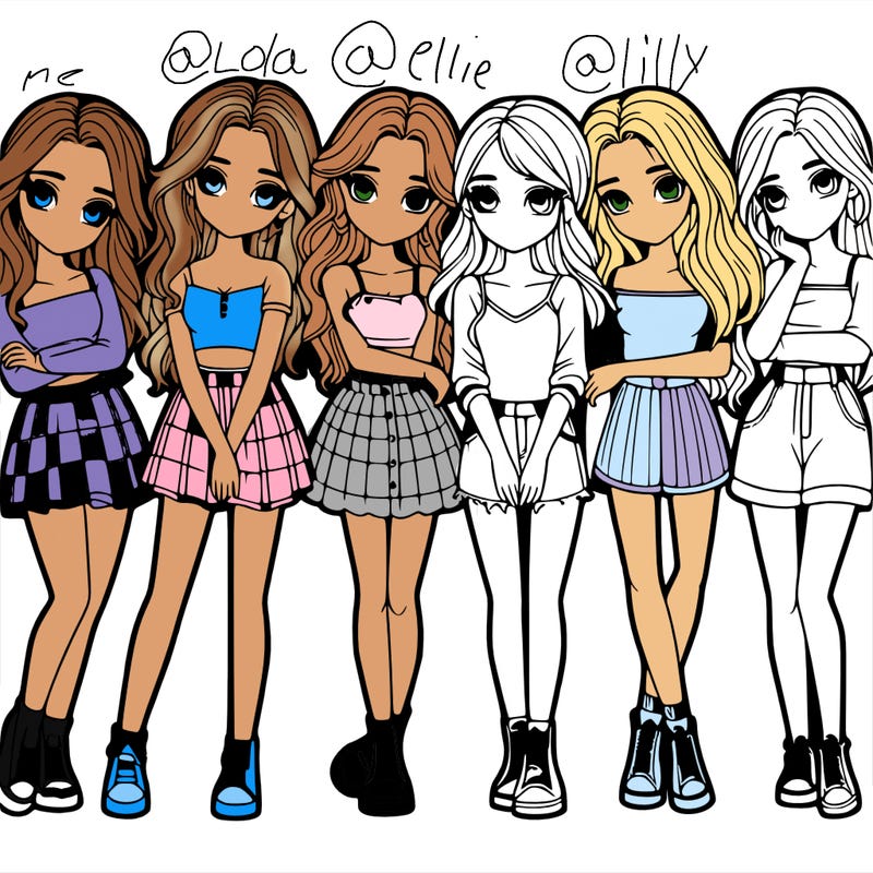 a group of girls realistic