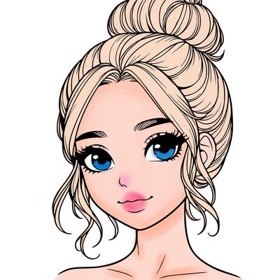 realistic pretty girl with hair in bun