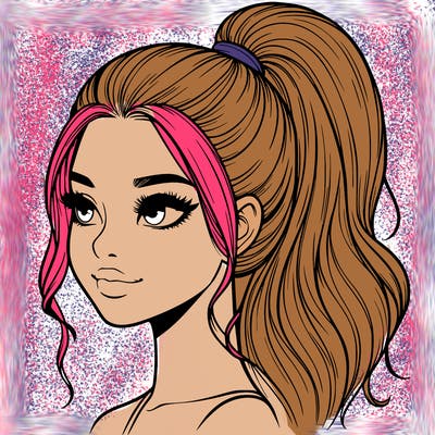 realistic girl with a high ponytail