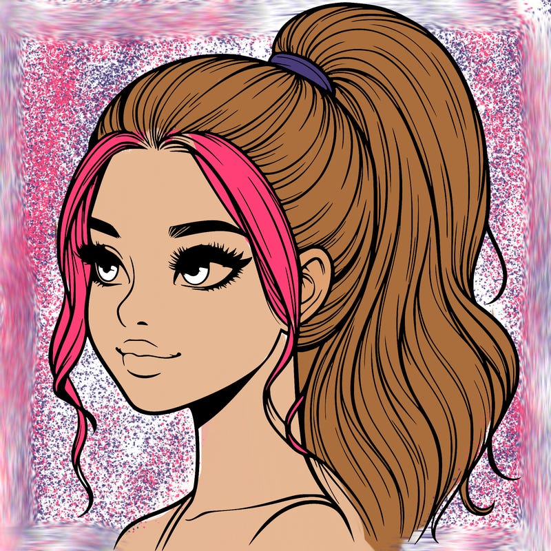 realistic girl with a high ponytail
