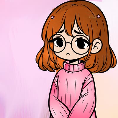 sad girl with glasses in a sweater