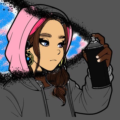 a realistic girl, spray painting