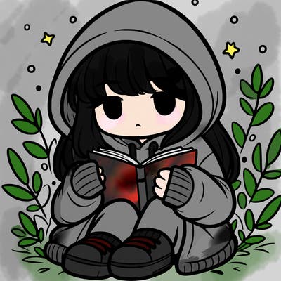 girl in oversized hoodie reading a book