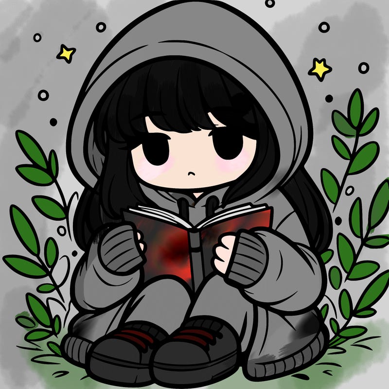 girl in oversized hoodie reading a book