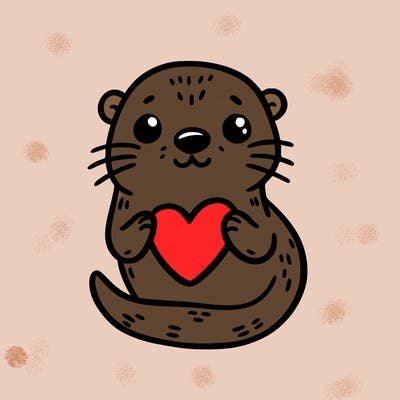 otter with a heart