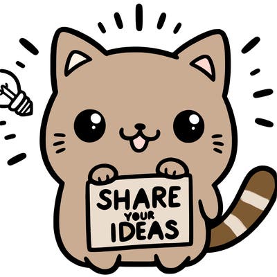 a cute cat saying share your ideas
