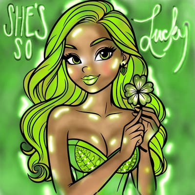 beautiful woman  carrying a clover