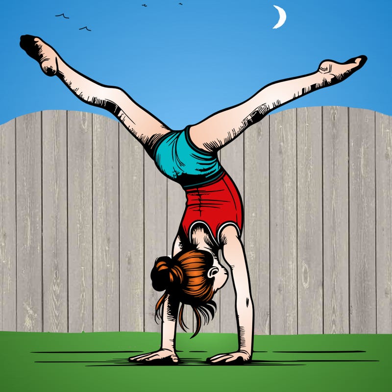 realistic gymnastic hand stand girl in four splits