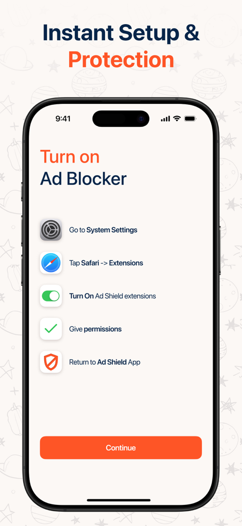 Adslocker - Spam & AD Blocker - Step by step guide to enable the ad blocker in Safari system settings