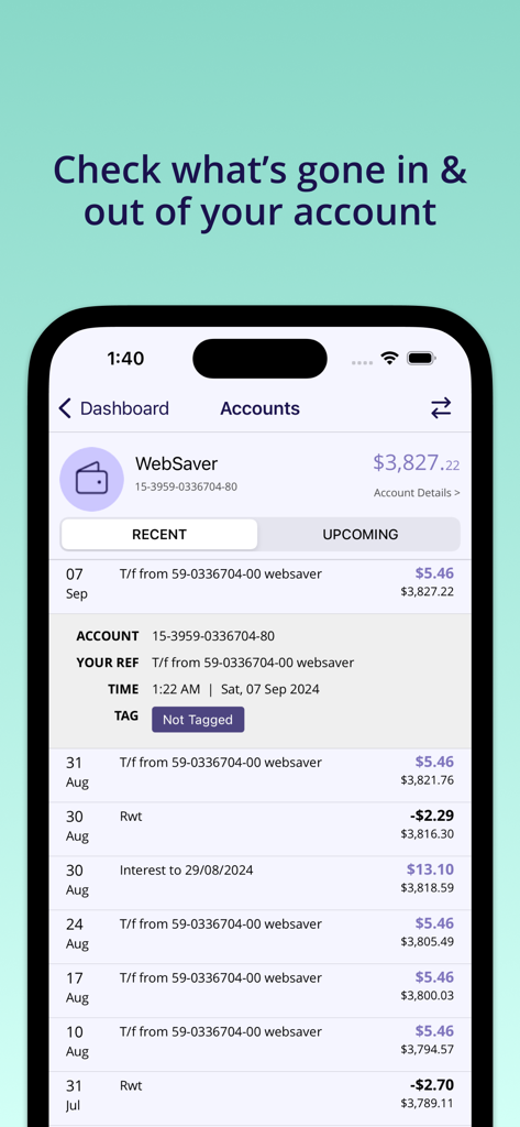 TSB Bank Ltd Mobile Banking - TSB Bank mobile banking app screen displaying transaction history and account balance