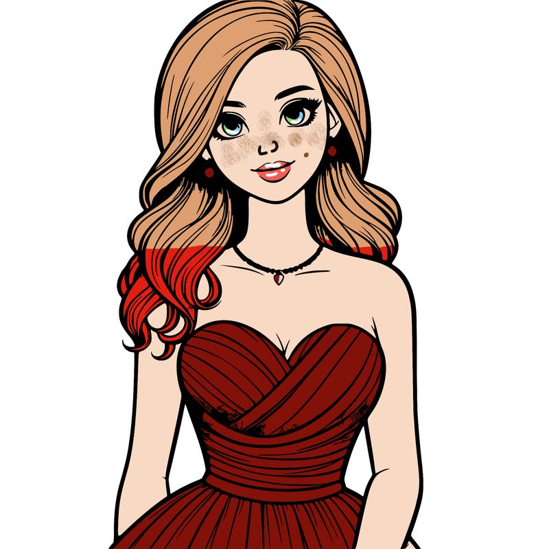 realistic girl in prom dress