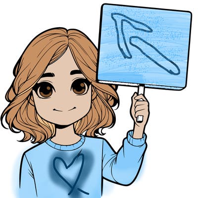 realistic girl holding up a sign