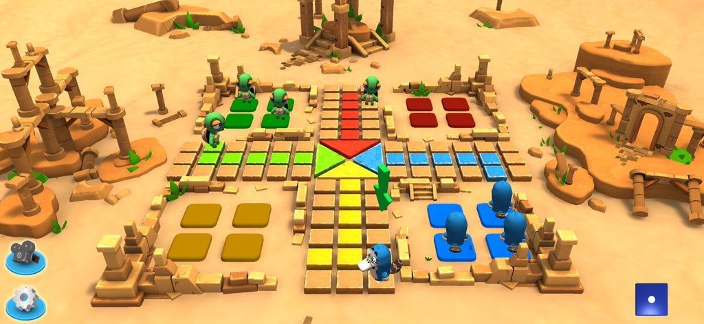 Ludo 3D Multiplayer - A 3D Ludo board game with cute animal characters set in a desert ruins environment