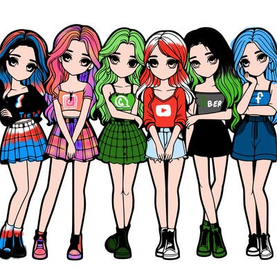 a group of girls realistic