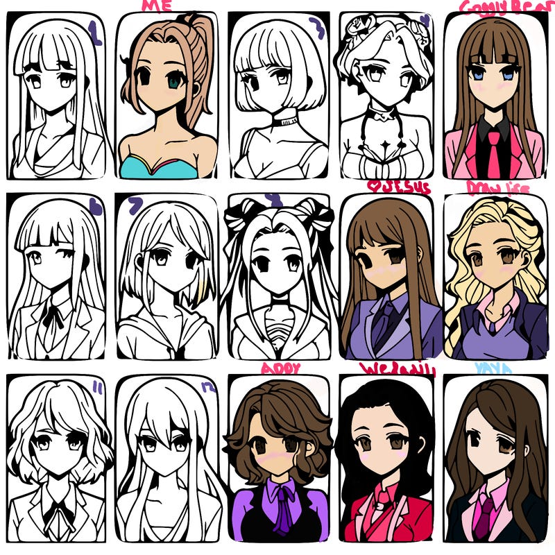 girls that look diffrent anime