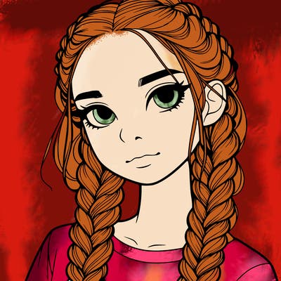 realistic girl with braids