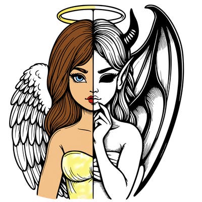 realistic angel half demon