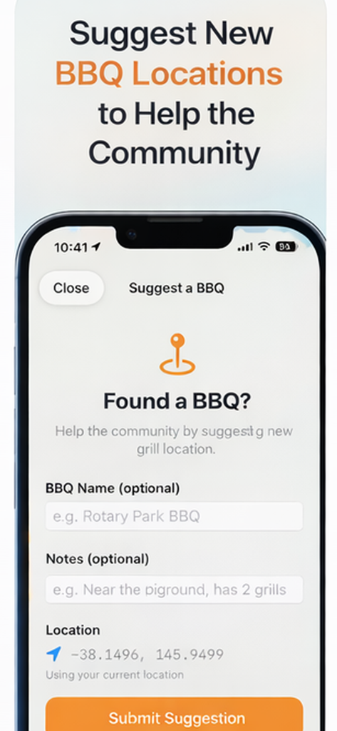 Grill Seeker - Grill Seeker app interface for submitting a new public BBQ location to the community.