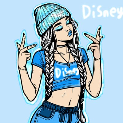 realistic teenage girl with braids and a beanie and crop top doing 🫶🏼